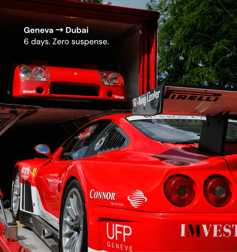 Luxury vehicle on transport